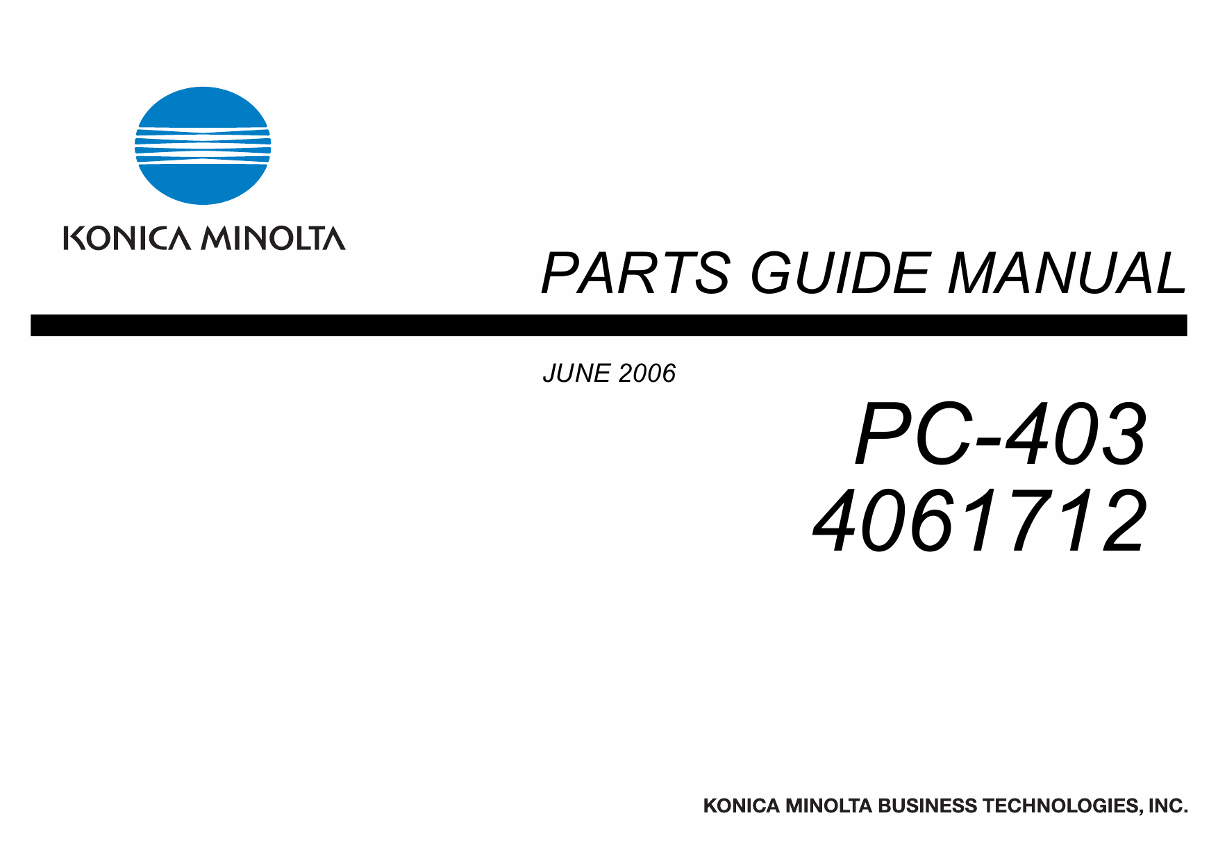 Konica-Minolta Options PC-403 4061712 Parts Manual-1